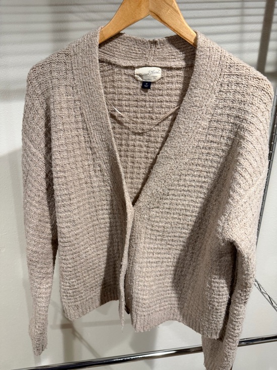 Universal Thread Sweaters - Universal Thread Waffle-Knit Open-Front Cardigan - Taupe